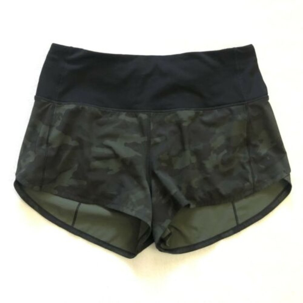 Lululemon Speed Up Short High-Rise 2.5" Incognito Camo Multi Gator Green Black 6